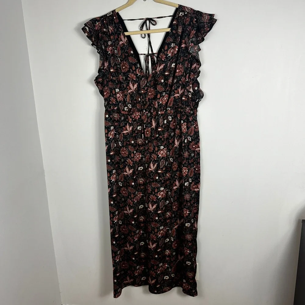 Madewell Dark Floral Wide Leg Jumpsuit Ruffle Womens Size 3X NEW Pampas Blooms - Picture 16 of 16